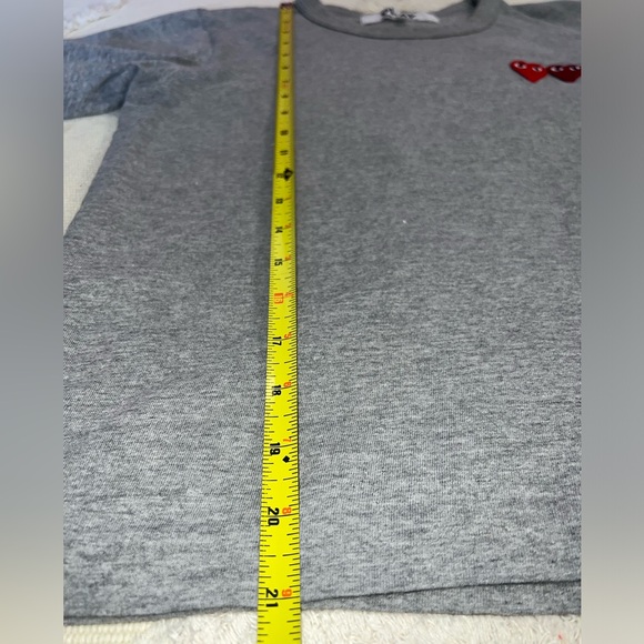 Comme des Garçons PLAY Twin Hearts Slim Fit Jersey T-Shirt in Grey RUNS SMALL - Picture 7 of 7